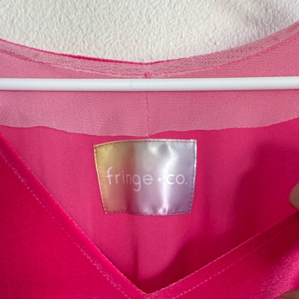 Fringe & Co Short Hot Pink Velvet Caftan O/S - Picture 2 of 5
